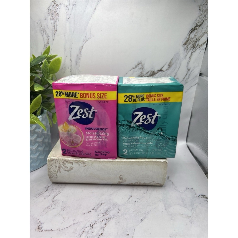 Zest Bar Soap 4.12 oz 2 Bars Scent Lush Orchid & Almond 2 Bars Refreshing Aqua